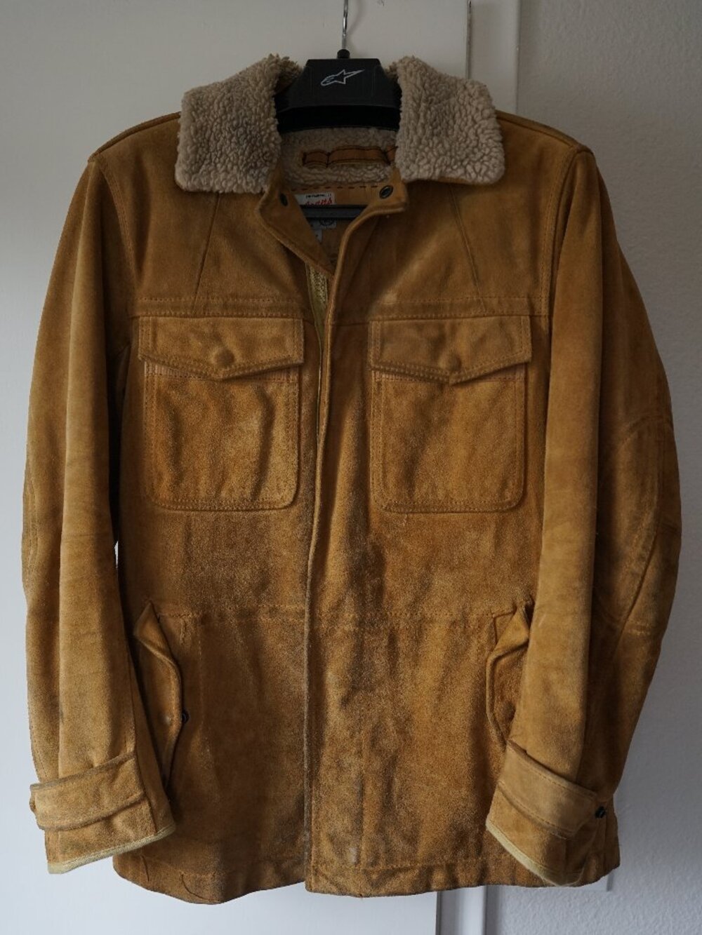 Vintage GAP Jeans 1969 Genuine Leather Sherpa-Lined Suede Jacket Men’s Small Tan
